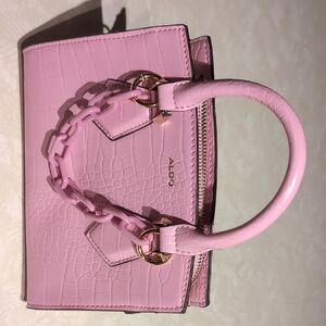 Aldo Light Pink Croc-Patterned Satchel